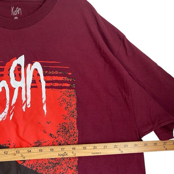 Official KoRn T-shirt Men 2XL Burgundy Graphic Print Mad Engine Nu Metal - Picture 3 of 5